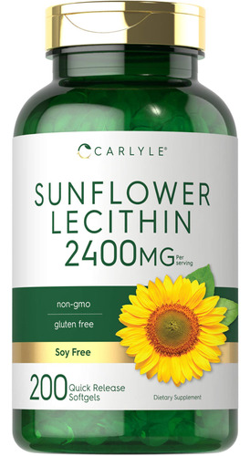 Suplemento Carlyle De Lecitina De Girassol 2400 Mg 200 Cápsu