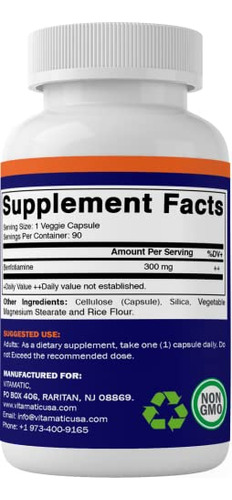 Suplemento Vitamínico Benfotiamina 300mg 90 Cápsulas Vegetar - Imagem 4