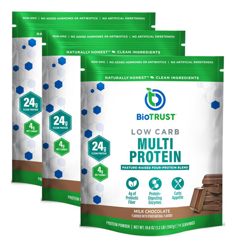 Proteína Em Pó Biotrust Low Carb Whey & Casein Chocolate 3-p