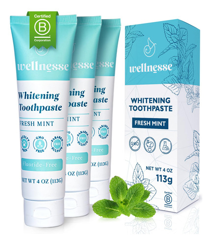 Pasta De Dentes Wellnesse Whitening Teeth Sem Flúor 120ml X3