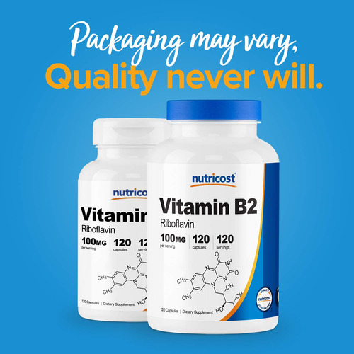 Suplemento Nutricost Vitamina B2 (riboflavina) 100mg 120 Cáp - Imagem 3
