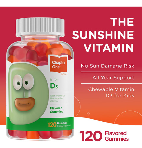 Gomas De Vitamina D3 Zahler Chapter One 1000iu Para Crianças - Imagem 2