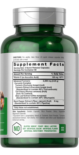 Suplemento Horbaach De Cúrcuma Com Pimenta Preta 250 Mg 180 - Imagem 2