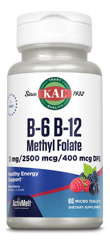 Suplemento De Vitamina B Kal Activmelt B-6 B-12 Metil Folato