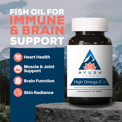 Suplemento Ayush Herbs Com Óleo De Peixe Com Alto Teor De Ôm - Imagem 2