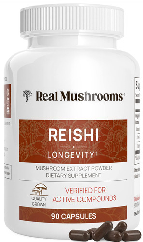 Suplemento Real Mushrooms Reishi Em Cápsulas 90 Cápsulas