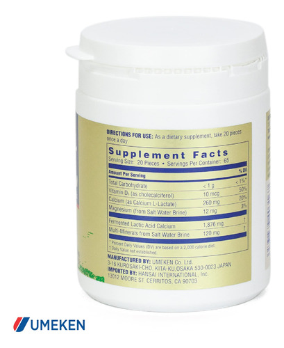 Suplemento Umeken Mineral L-cal Com Magnésio E Vitamina D3 - Imagem 6