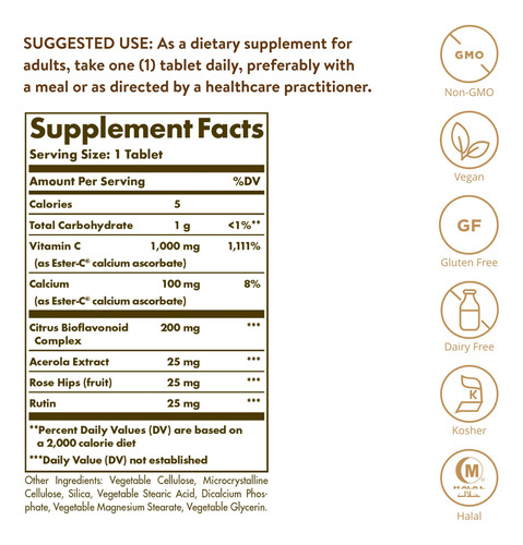 Complexo De Ascorbato Solgar Ester-c Plus De 1000 Mg De Vita - Imagem 2