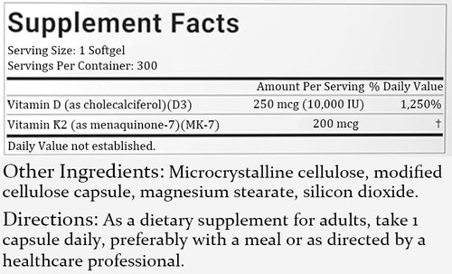 Suplemento Sirdika D3 K2 Vitamina 10000 Ui Em Cápsulas - Imagem 2