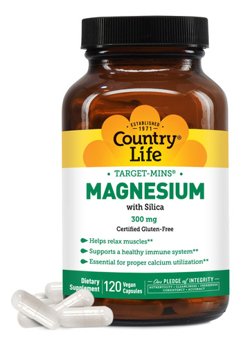 Suplemento Country Life Target-mins Magnesium 300 Mg 120 Cáp