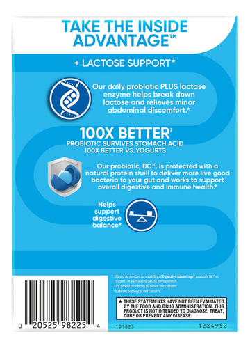 Suplemento Digestive Advantage Lactose Support 96 Comprimido - Imagem 9