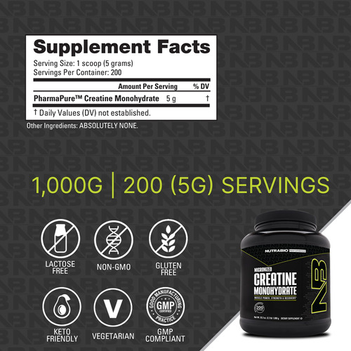 Suplemento Nutrabio Creatina Monohidratada 1000g Sem Sabor - Imagem 6