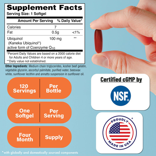 Suplemento Health Thru Nutrition Ubiquinol 100mg Coq-10 120 - Imagem 2