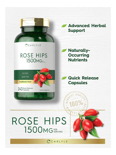 Suplemento Carlyle Rose Hips 1500 Mg 240 Cápsulas - Imagem 3