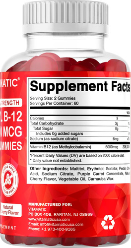 Suplemento Vitamínico De Vitamina B12:5.000 Mcg, Gomas, 120 - Imagem 6