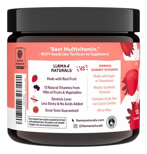 Vitaminas Gomosas Llama Naturals Frutas Inteiras Para Adulto - Imagem 6