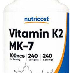Suplemento Nutricost Vitamina K2 Mk-7 100mcg 240 Cápsulas Ge