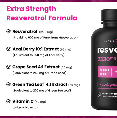 Suplemento Nutrachamps Resveratrol 1400mg Vegan 60 Cápsulas - Imagem 4