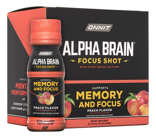 Suplemento Energy Shot Onnit Alpha Brain Focus Sabor Peach