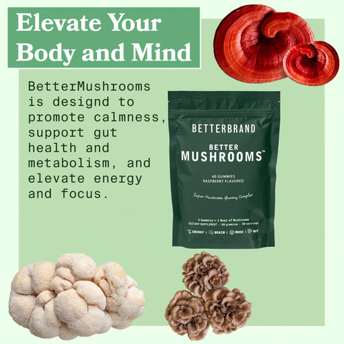 Suplemento Betterbrand Bettermushroom Mushroom Gummies 120c - Imagem 8