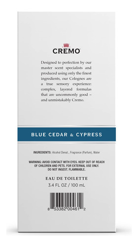 Spray De Colônia Cremo Blue Cedar & Cypress 100ml Para Homen - Imagem 6