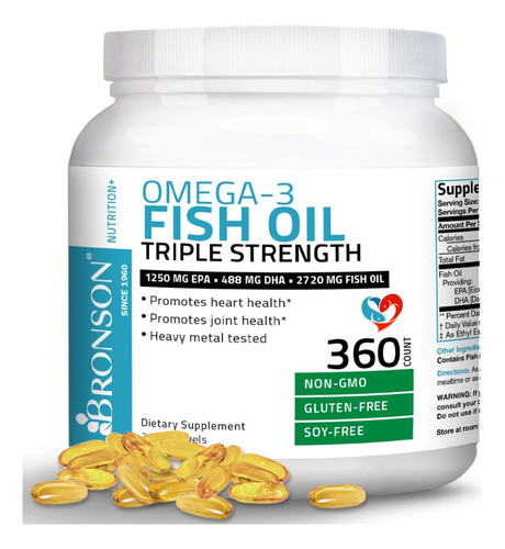 Óleo De Pescado Bronson Omega 3 Tripla Força 2720 Mg 19