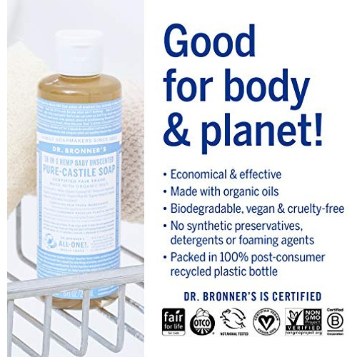 Dr. Bronners - Sabonete Líquido Puro De Castela (sem Perfume - Imagem 7