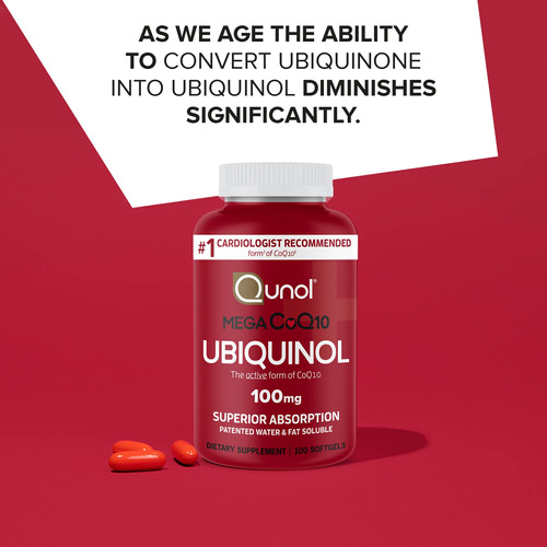 Suplemento Qunol Mega Ubiquinol Coq10 100 Mg 100 Cápsulas Ge - Imagem 2