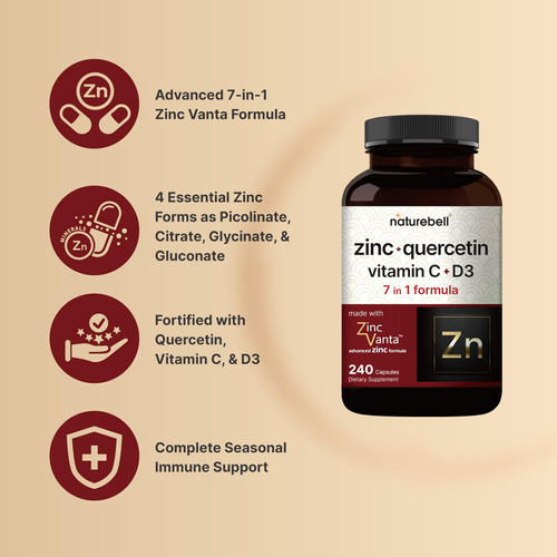 Suplemento Naturebell Quercetina De Zinco Com Vitamina C E D - Imagem 3