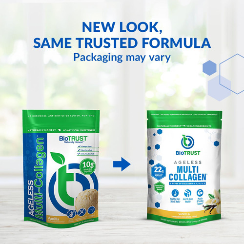 Colágeno Em Pó Biotrust Ageless Multi 5 Tipos De Proteína De - Imagem 2