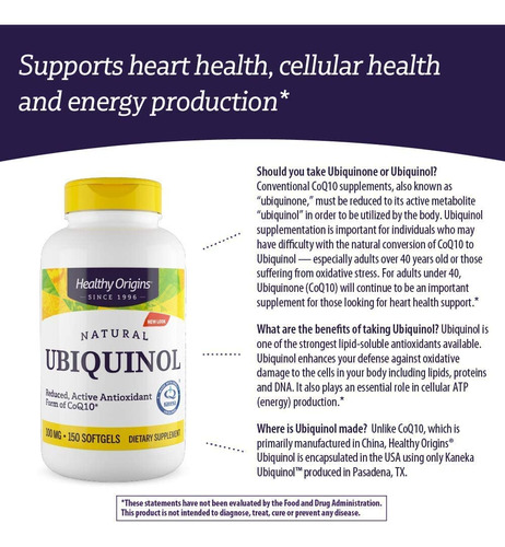 Suplemento Healthy Origins Ubiquinol 100mg Kaneka Qh 150 Sof - Imagem 7