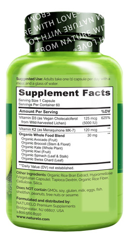 Suplemento Do Sistema Imunitário Naturelo Vegan K2+d3 60 - Imagem 3