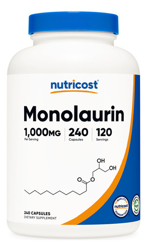 Suplemento Nutricost Monolaurina 1000mg 240 Cápsulas