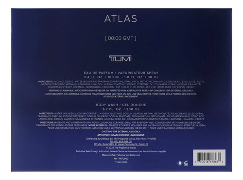 Conjunto De Presente Perfume Tumi Atlas Para Homens 100 Ml E - Imagem 7