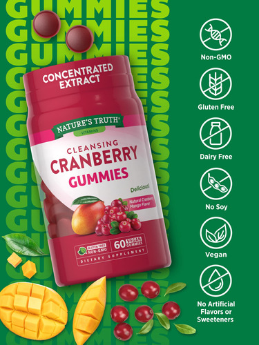 Suplemento Nature's Truth Cranberry Gummies 60 Gomas Veganas - Imagem 3