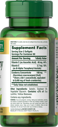 Suplemento Nature's Bounty Cranberry Com Vitamina C 4200 Mg - Imagem 2