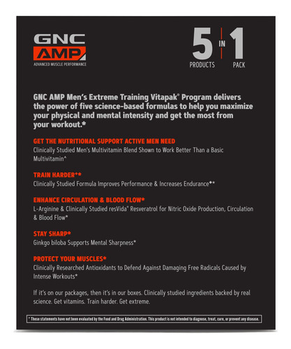 Suplemento Gnc Amp Masculino Extreme Training Vitapak, 30 Pa - Imagem 3