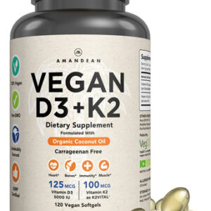 Suplemento De Vitamina D3 K2 Amandean 5000 Ui 120 Cápsulas G