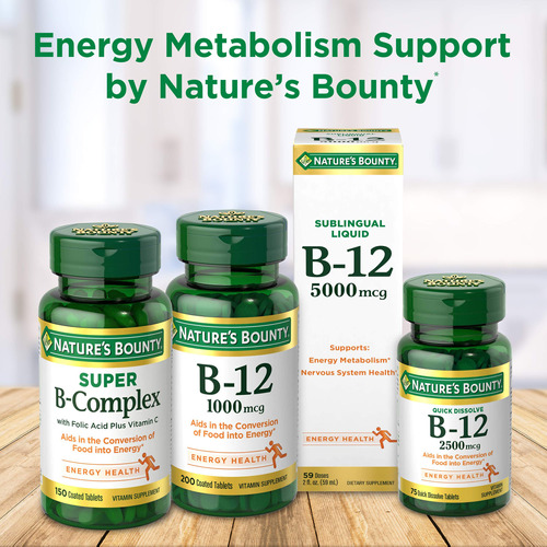 Vitamina B12 Nature's Bounty 5000mcg 40 Comprimidos - Imagem 5
