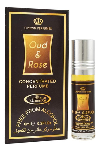 Óleo De Perfume Al Rehab Oud & Rose 6 Ml Para Mulheres E Homens, Pacote Com 3 Unidades