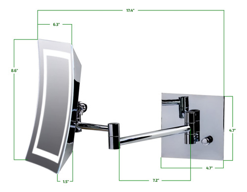 Espelho De Maquiagem Ovente Lighted Wall Mount 7x Magnifier - Imagem 9