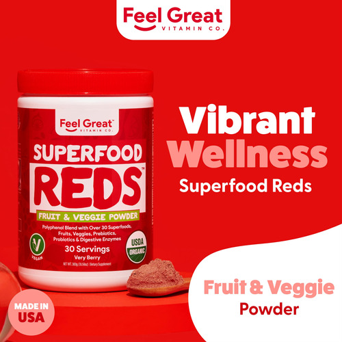 Suplemento Feel Great 365 Organic Superfood Reds Powder - Imagem 3