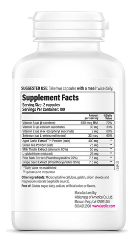 Suplemento Kyolic Aged Alho Extract Formula 105 200 Cápsulas - Imagem 3