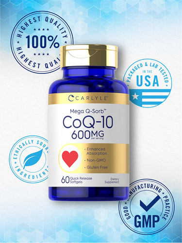Suplemento Carlyle Coq10 600 Mg Mega Q-sorb 60 Cápsulas Gela - Imagem 5