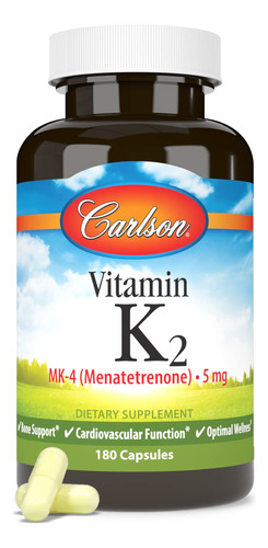 Suplemento De Vitamina K2 Carlson 5mg Mk-4 180 Cápsulas - Imagem 5