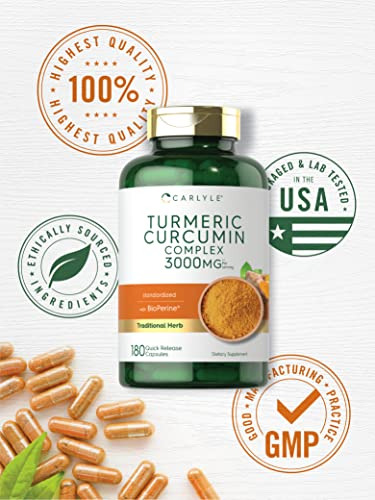 Suplemento Carlyle Curmeric Curcumin 3000 Mg 180 Cápsulas - Imagem 5