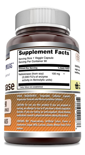 Suplemento Dietético Amazing Formulas Nattokinase 100mg 90 C - Imagem 3