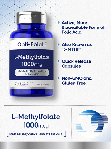 Suplemento Carlyle L Metilfolato 1000mcg 200 Cápsulas - Imagem 3