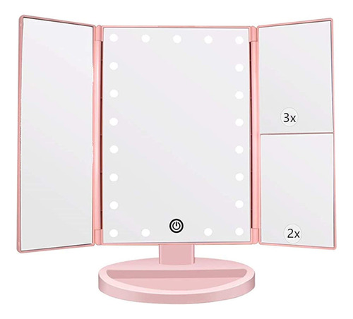 Espelho De Maquiagem Vanity Flymiro Tri-fold Lighted 3x/2x R