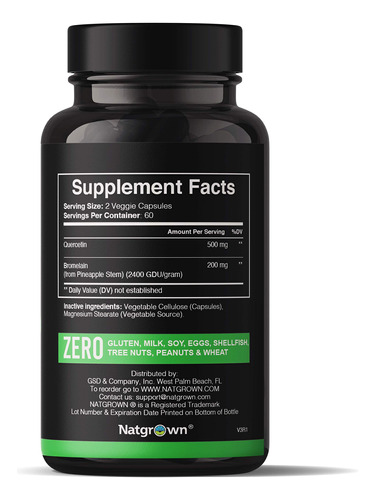 Suplemento Natgrown Quercetina 500mg Com Bromelaína 200mg - Imagem 2